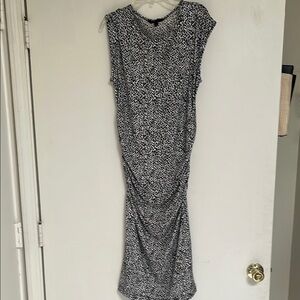 Banana Republic Animal Print Black and White Midi Dress M